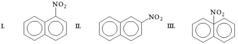What is the major product from the following reaction?     A) I B) II C) III D) I and II equally E) I and III equally
