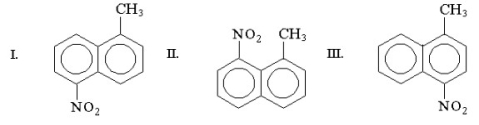 What is the major product of the following reaction?     A) I B) II C) III D) A and B equally E) A and C equally