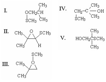 What is the major product of the following reaction?     A) I B) II C) III D) IV E) V