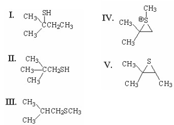 What is the major product of the following reaction?     A) I B) II C) III D) IV E) V