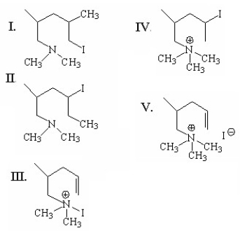 What is the product of the following reaction?     A) I B) II C) III D) IV E) V