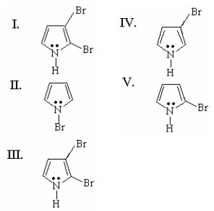 What is the major product of the following reaction?     A) I B) II C) III D) IV E) V