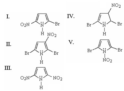 What is the major product of the following reaction?     A) I B) II C) III D) IV E) V