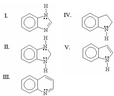 Which of the following compounds is indole?   A) I B) II C) III D) IV E) V