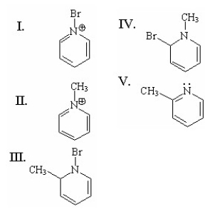 What is the major product of the following reaction?     A) I B) II C) III D) IV E) V