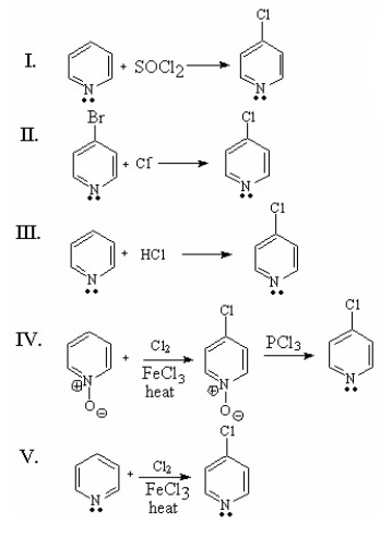 Which of the following is the best method for preparing the following compound?     A) I B) II C) III D) IV E) V