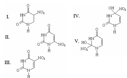 What is the major product of the following reaction?     A) I B) II C) III D) IV E) V