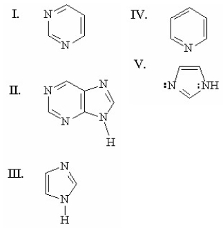 Which of the following is the structure of purine?   A) I B) II C) III D) IV E) V