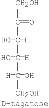 When D-tagatose is added to a basic aqueous solution, an equilibrium mixture of three monosaccharides is obtained. Identify the monosaccharides.  