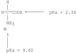 What is the pI of glycine? The structure and pKa values are shown below.   A) 7) 26 B) 5) 97 C) 3) 63 D) 7) 50 E) 11.94