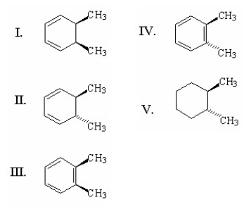 What is the major product of the following reaction?     A) I B) II C) III D) IV E) V