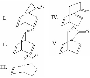 What is the major product of the following reaction?     A) I B) II C) III D) IV E) V