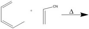 Provide the major organic product of the following Diels-Alder cycloaddition.  