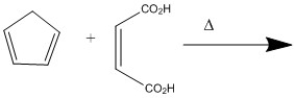 Provide the major organic product of the following Diels-Alder cycloaddition.  