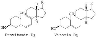 Which of the following best explains the rearrangement when provitamin D<sub>3</sub> rearranges to vitamin D<sub>3</sub>?   A) [1,7] cycloaddition rearrangement, antarafacial B) [1,7] cycloaddition rearrangement, suprafacial C) [1,7] sigmatropic rearrangement, antarafacial D) [1,7] sigmatropic rearrangement, suprafacial E) [1,7] electrocyclic reaction, suprafacial