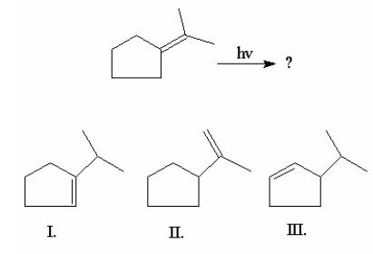 What is/are the product(s) of the following 1,3-hydrogen shift?   A) I B) II C) III D) I and II E) I and III