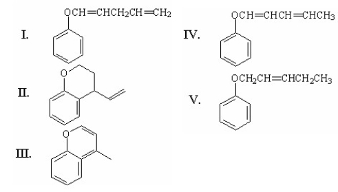 What is the product obtained from the following [1,5] sigmatropic rearrangement?     A) I B) II C) III D) IV E) V