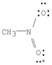 What are the formal charges on nitrogen and the starred oxygen atom in the following molecule?   A) N = -1,O = 0 B) N = +1,O = -1 C) N = +1,O = +1 D) N = -1,O = -1 E) N= +1,O = 0