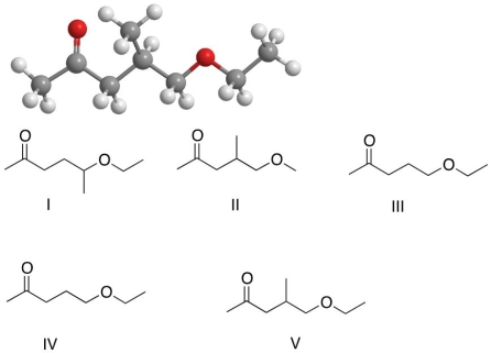 Convert the model below into skeletal structure.   A) I B) II C) III D) IV E) V