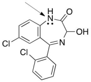 Structure of Lorazepam,a widely known drug for short-term anxiety is shown below.Is the indicated lone pair localized or delocalized?  