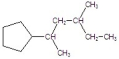 Name the compound.   A) 2-cyclopentyl-4-methylhexane B) 5-cyclopentyl-3-methylhexane C) 1-cyclopentyl-1,3-dimethylpentane D) 2-cyclopentyl-4-methylheptane E) 5-cyclopentyl-3-methylheptane