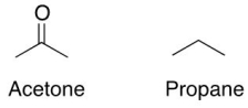 Acetone has higher boiling point than propane because   A) double bond in acetone is hard to break. B) acetone has higher molecular weight. C) acetone exhibits dipole-dipole interactions which are stronger than van der Waal's interactions in propane. D) acetone exhibit hydrogen bonding which is stronger than van der Waal's interactions in propane. E) acetone has higher surface area.