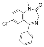 Structure of commonly used anti-anxiety drug,valium is shown below.What are the strongest intermolecular interactions present between molecules?   A) Van der Waals interactions B) dipole-dipole interactions C) hydrogen bonding D) covalent bonding E) ionic bonding