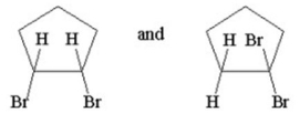 What is the relationship between the structures shown below?   A) diastereomers B) constitutional isomers C) conformational isomers D) configurational isomers E) enantiomers