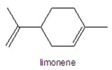 Give the number of asymmetric centers in limonene.   A) 2 B) 3 C) 1 D) 5 E) 4