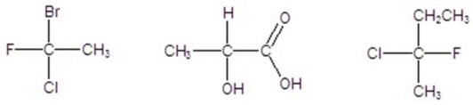 Identify the following compounds as R or S.   A) S,S,R B) S,R,S C) R,S,S D) S,S,S E) R,R,R