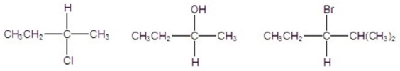 Identify the following compounds as R or S.   A) R,S,R B) S,R,R C) S,S,S D) R,R,R E) S,S,R