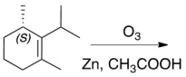 In the following ozonolysis reaction,if we start with optically pure S-enantiomer,the product obtained will be   A) racemic mixture. B) unequal mixture of R and S enantiomers. C) diastereomers. D) meso compounds. E) optically pure S-enantiomer.