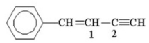What are the hybridizations of the carbon atoms numbered 1 and 2 respectively in the following structure?   A) sp<sup>3</sup>,sp<sup>2</sup> B) sp<sup>2</sup>,sp<sup>2</sup> C) sp,sp D) sp<sup>2</sup>,sp E) sp,sp<sup>2</sup>