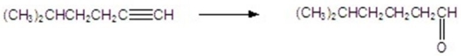 Give the best reagents for the reaction.   A) H<sub>2</sub>SO<sub>4</sub>,HgSO<sub>4</sub>,HgSO<sub>4</sub> B) 1) disiamylborane,2.HO<sup>-</sup>,H<sub>2</sub>O,H<sub>2</sub>O<sub>2</sub> C) K<sub>2</sub>Cr<sub>2</sub>O<sub>7</sub>,H<sup>+</sup> D) NaOCl E) H<sub>2</sub>,Pd
