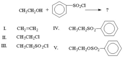 What is the major product of the following reaction?   A) I B) II C) III D) IV E) V