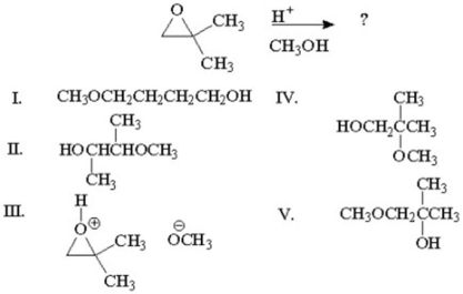 What is the major product for the following reaction?   A) I B) II C) III D) IV E) V