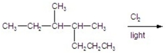 Calculate the percentage of 1-chloro-3,4-dimethylheptane formed in the following reaction.   A) 6) 70 B) 11.16 C) 16.96 D) 22.32 E) 26.80