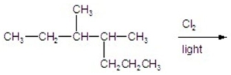 Calculate the percentage of 2-chloro-3,4-dimethylheptane formed in the following reaction.   A) 6) 70 B) 11.16 C) 16.96 D) 22.32 E) 26.80