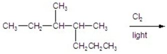 Calculate the percentage of 3-chloro-3,4-dimethylheptane formed in the following reaction.   A) 6) 70 B) 11.16 C) 16.96 D) 22.32 E) 26.80