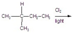 Calculate the percentage of 2-chloro-2-methyl butane in the following reaction.   A) 11.56% B) 27.77% C) 23.14% D) 35.18% E) 13.88%