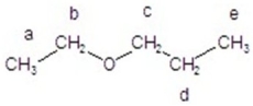 Predict the integration for each proton in the <sup>1</sup>H NMR spectrum.   A) a = 2H; b = 3H; c = 2H; d = 3H; e = 2H B) a = 2H; b = 3H; c = 2H; d = 5H; e = 2H C) a = 5H; b = 5H; c = 7H; d = 7H; e = 7H D) a = 3H; b = 2H; c = 2H; d = 2H; e = 3H E) a = 3H; b = 2H; c = 2H; d = 3H; e = 2H
