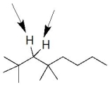 What would be the splitting pattern observed for the indicated hydrogens in the proton NMR spectrum of the following molecule?   A) singlet B) doublet C) triplet D) quartet E) quintet