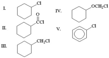 Which of the following compounds is an acyl chloride?   A) I B) II C) III D) IV E) V
