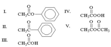 Which of the following compounds is an anhydride?   A) I B) II C) III D) IV E) V
