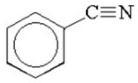 What is the common name for the following compound?   A) benzonitrile B) benzenecyanide C) phenylcyanide D) cyanophenyl E) benzocyanide
