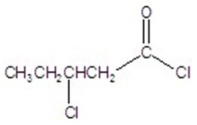 Give the name of the structure.   A) 1,3-dichloropentanoate B) 3-chloropentanoyl chloride C) 2-chloropentyl chloride D) 2-chloropentanoyl chloride E) 2-chlorobutanoyl chloride