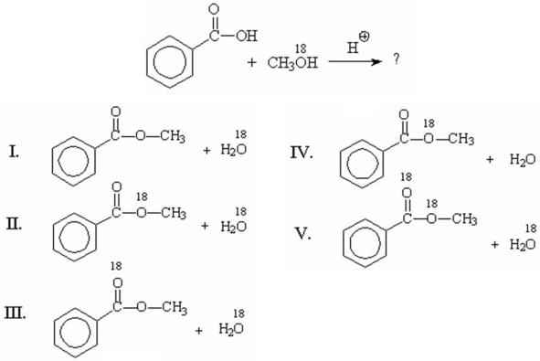 What is the product obtained from the following reaction?   A) I B) II C) III D) IV E) V