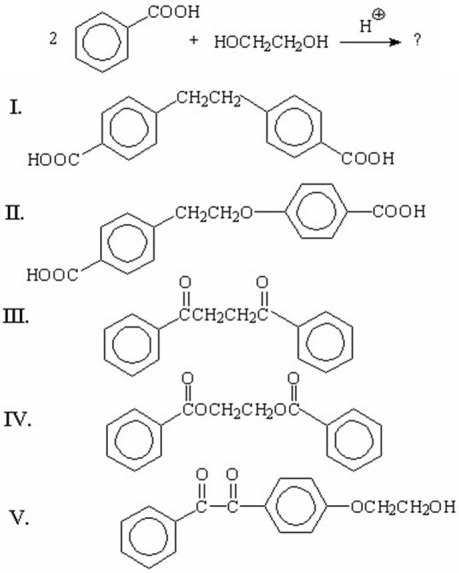 What is the major organic product of the following reaction?   A) I B) II C) III D) IV E) V