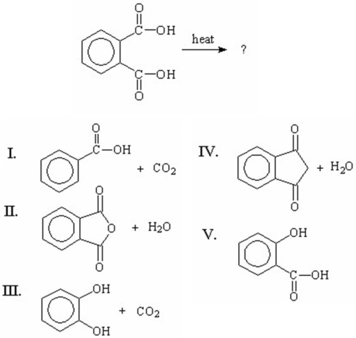 What is the major product of the following reaction?   A) I B) II C) III D) IV E) V
