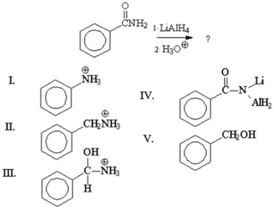What is the major product of the following reaction?   A) I B) II C) III D) IV E) V